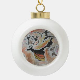 Cave Art Abstract Ceramic Ball Christmas Ornament