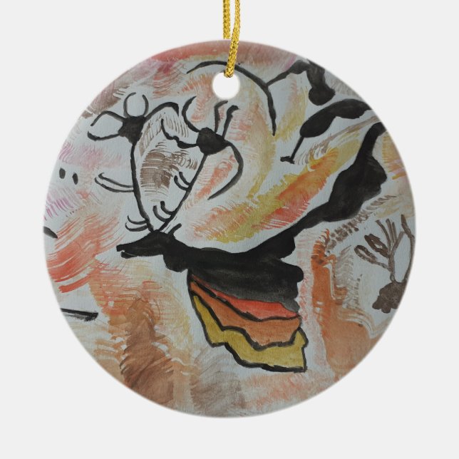 Cave Art Abstract  Ceramic Tree Decoration (Front)