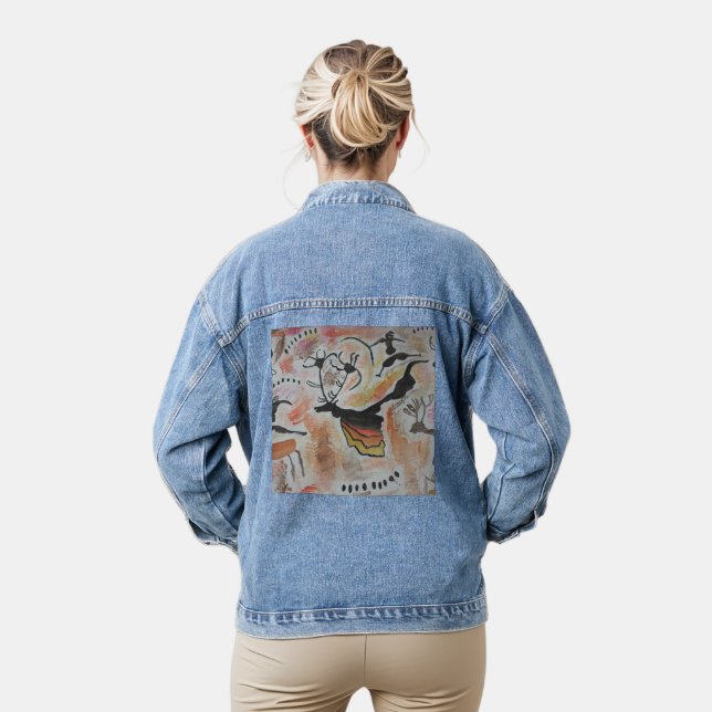 Cave Art Abstract Denim Jacket (Model)
