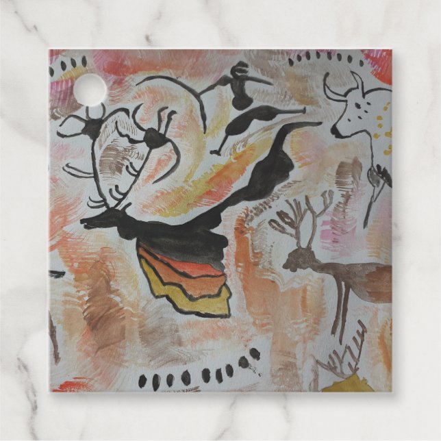 Cave Art Abstract Favour Tags (Front)
