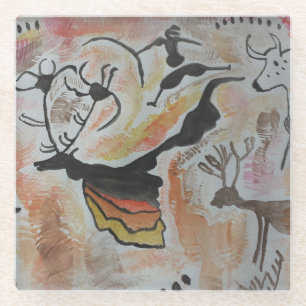 Cave Art Abstract Glass Coaster