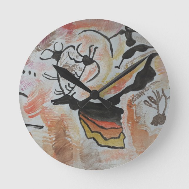 Cave Art Abstract Round Clock (Front)