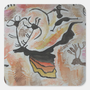 Cave Art Abstract Square Sticker