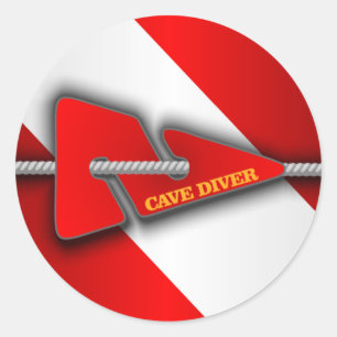 Cave Diver (Line Marker) Classic Round Sticker