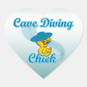 Cave Diving Chick #3 Heart Sticker