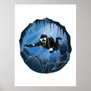 Cave Diving - Underwater Scuba Diver Poster