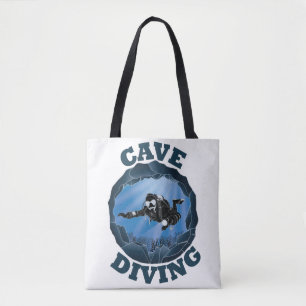 Cave Diving - Underwater Scuba Diver Tote Bag