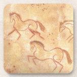 Cave Drawing Painting of Horses Coaster<br><div class="desc">Cave drawing watercolor painting depicting 3 horses galloping,  jumping and bucking.</div>