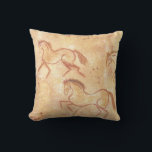 Cave Drawing Painting of Horses Cushion<br><div class="desc">Cave drawing watercolor painting depicting 3 horses galloping,  jumping and bucking.</div>