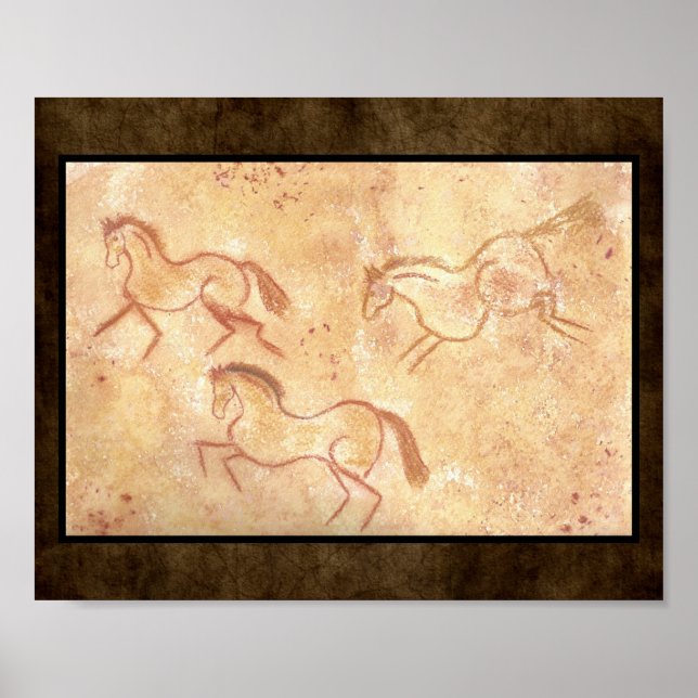 Cave Drawing Painting of Horses Poster (Front)