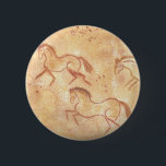 Cave Drawing Painting of Wild Horses 6 Cm Round Badge<br><div class="desc">Cave drawing watercolor painting depicting 3 horses galloping,  jumping and bucking. The horses are drawn in a dark reddish brown colour while the background is a textured yellow and brown colour simulating an old cave wall.</div>
