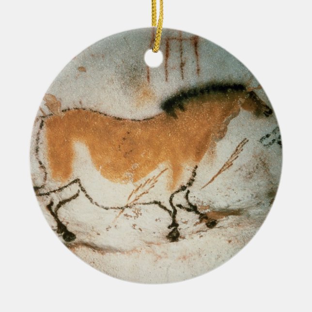 Cave drawings Lascaux French Prehistoric Ceramic Tree Decoration (Front)