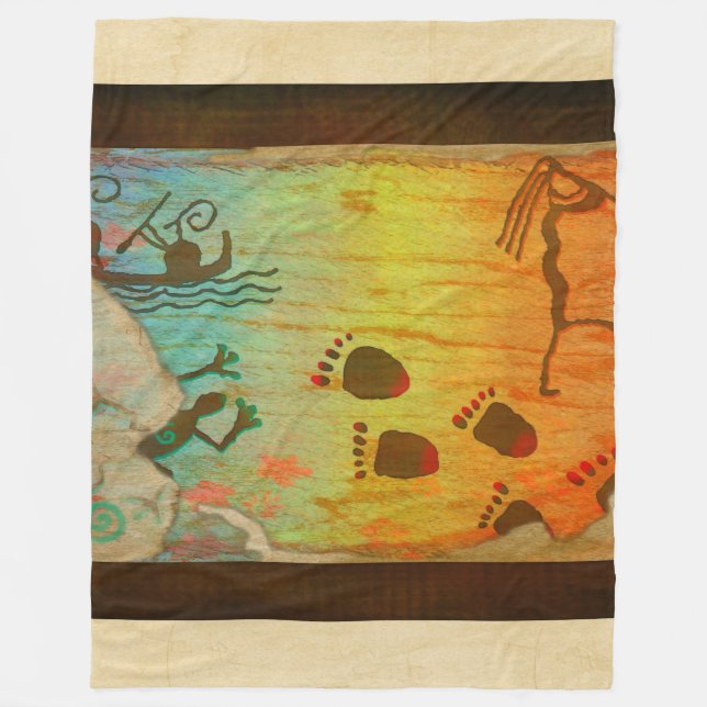 Cave Dwelling Native American Fleece Blanket (Front)