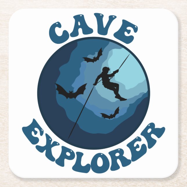 Cave Explorer Caver Caving Speleology Spelunking Square Paper Coaster (Front)