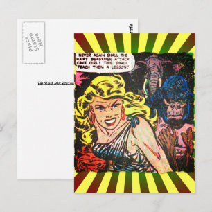 Cave Girl, Gorilla, Elephant Golden Age Comic Book Postcard