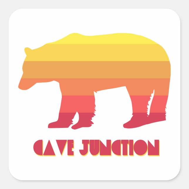 Cave Junction Oregon Rainbow Bear Square Sticker (Front)