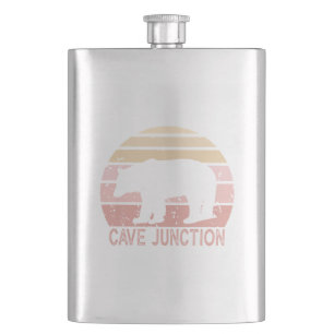 Cave Junction Oregon Retro Bear Hip Flask