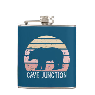 Cave Junction Oregon Retro Bear Hip Flask