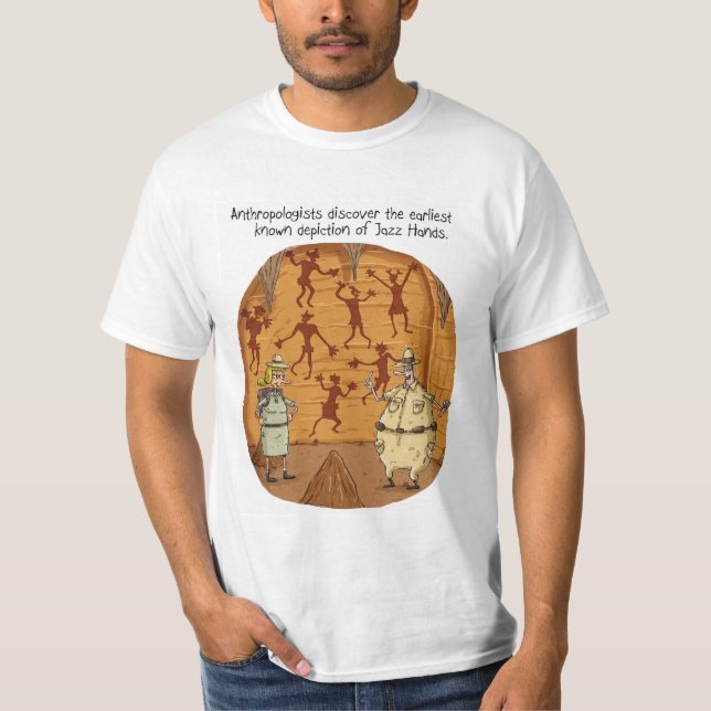 Cave Man Jazz Hands T-Shirt (Front)