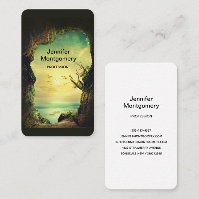 Cave overlooking a Tropical Sea Scenic Photo Business Card (Front/Back)