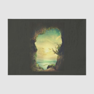 Cave overlooking a Tropical Sea Scenic Photo Tissue Paper
