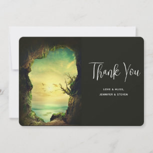 Cave overlooking the Sea Scenic Photo Thank You Card
