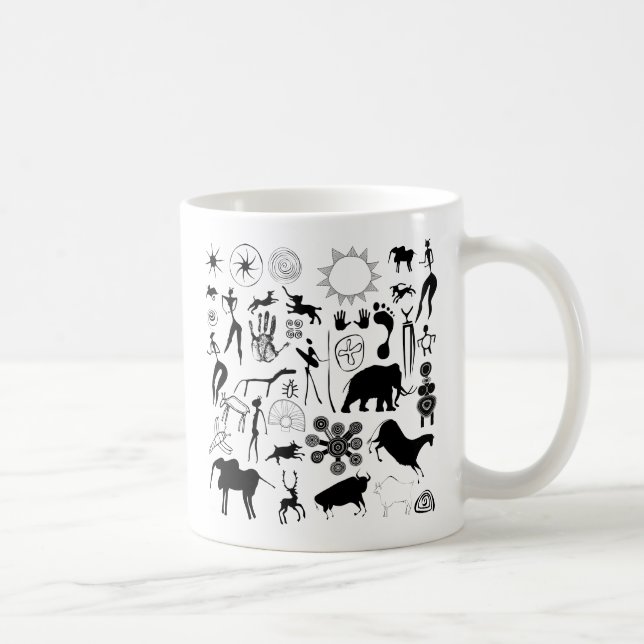 Cave paintings - primeval art coffee mug (Right)