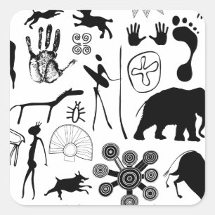 Cave paintings - primeval art square sticker