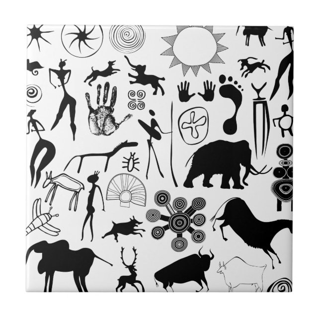 Cave paintings - primeval art tile (Front)