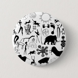cave paintings - primitive art 6 cm round badge