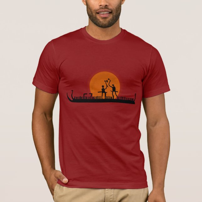 Cave Petroglyphs Viking Warriors T-Shirt (Front)