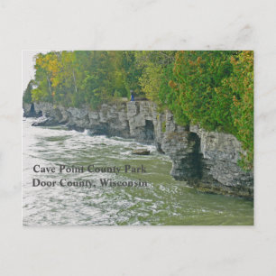 "CAVE POINT COUNTY PARK "/ BEAUTIFUL DOOR COUNTY POSTCARD