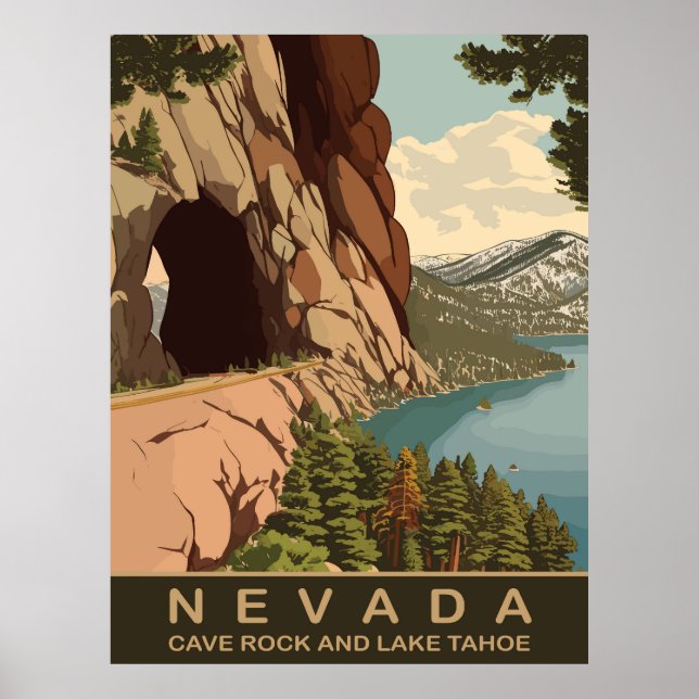 Cave Rock and Lake Tahoe Nevada, Travel Poster (Front)