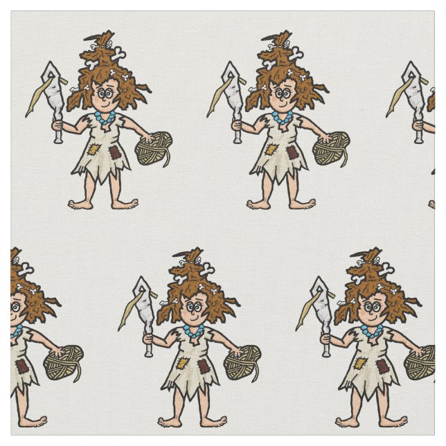 Cave Woman Seamstress Fabric (Close Up)