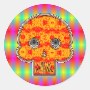 Caveira Robô Colorida Classic Round Sticker