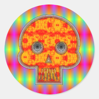 Caveira Robô Colorida Classic Round Sticker