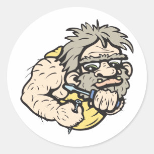 Caveman!  Customisable! Classic Round Sticker