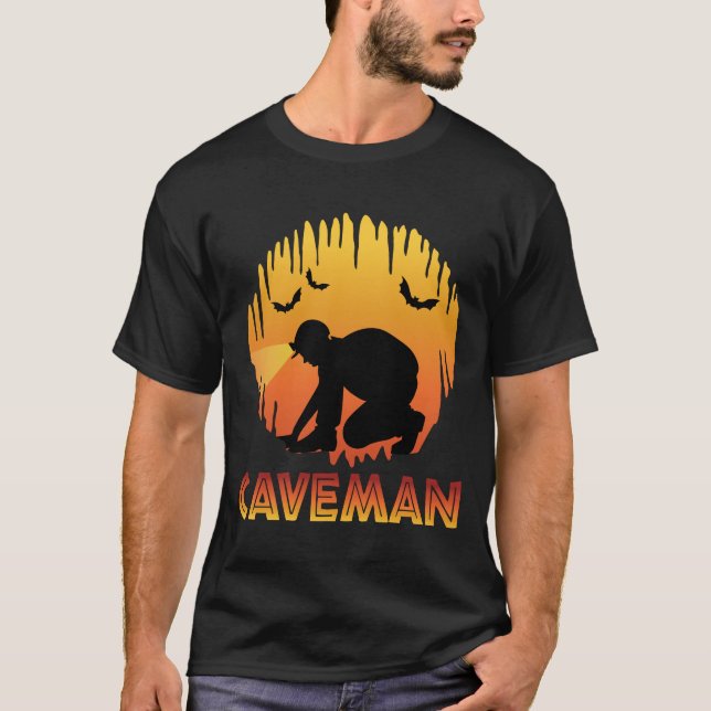 Caveman - Funny Caving Speleology T-Shirt (Front)