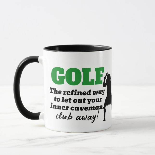 Caveman Golf Mug - Funny Golfer Gift for Men (Left)
