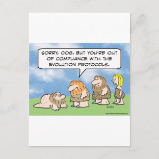 Caveman is out of compliance with evolution. postcard