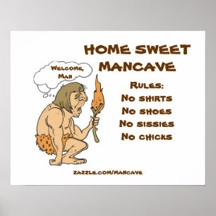 Caveman Mancave Rules Poster