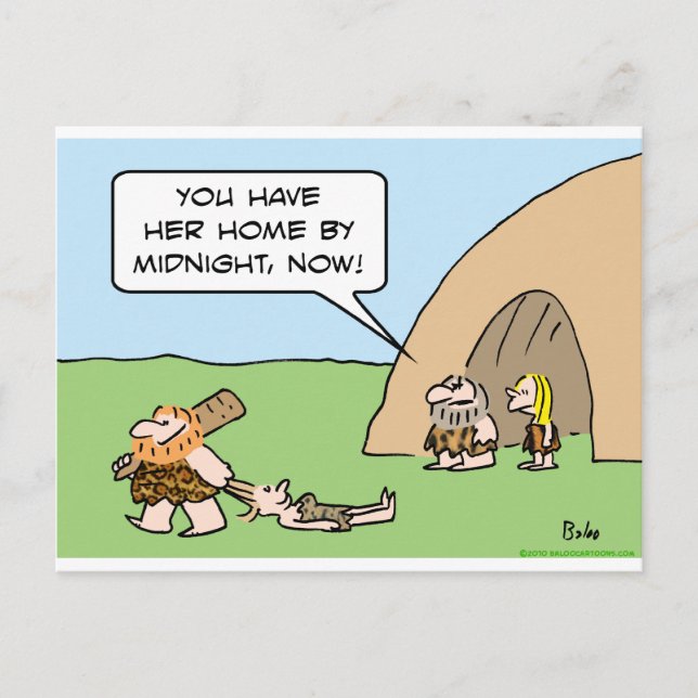 caveman midnight drag hair dating postcard (Front)