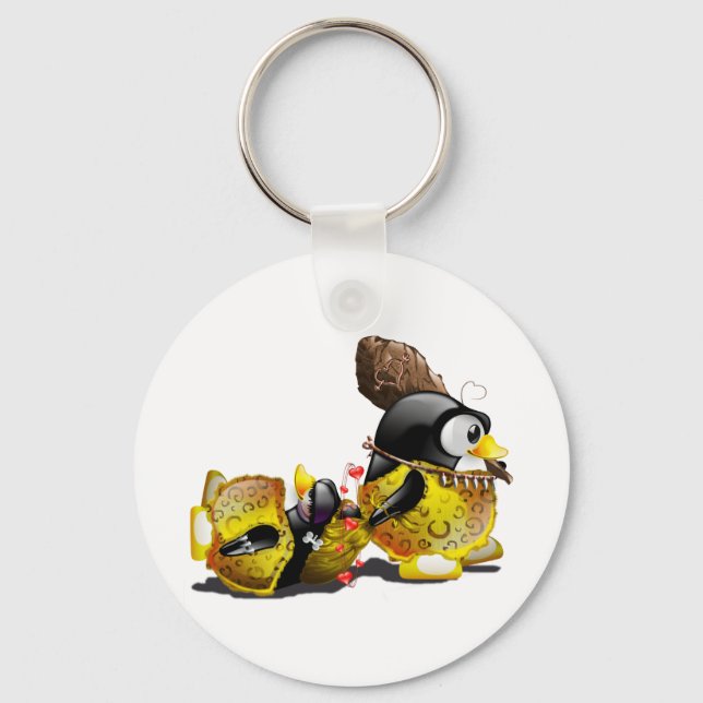 Caveman Tux in Love Key Ring (Front)