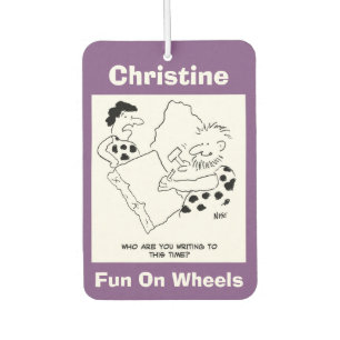 Caveman Writing a Letter Cartoon Car Air Freshener