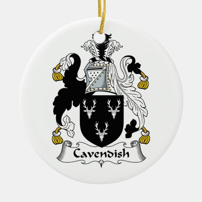 Cavendish Family Crest Ceramic Tree Decoration (Front)
