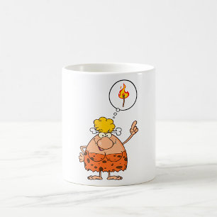 Cavewoman Thinking of Fire Stick Coffee Mug