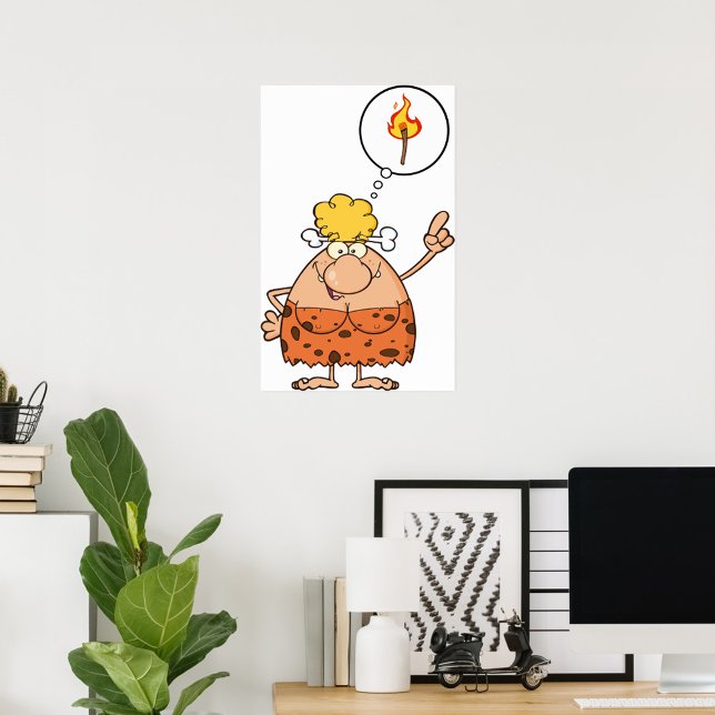 Cavewoman Thinking of Fire Stick Poster (Creator Uploaded)