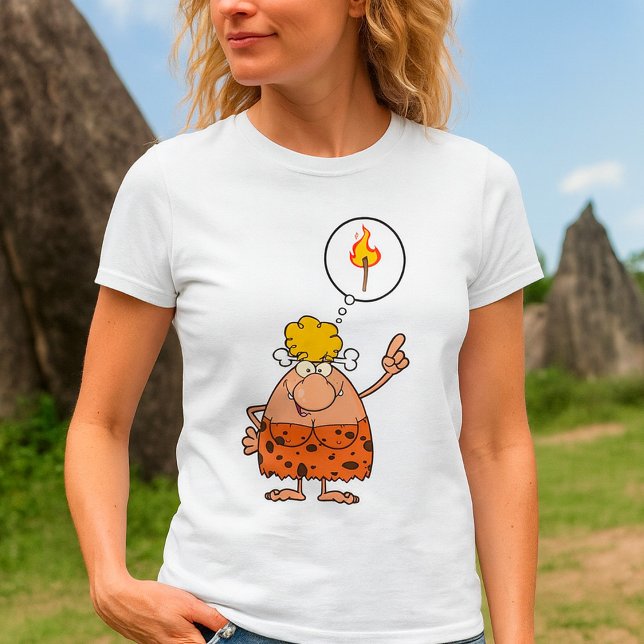 Cavewoman Thinking of Fire Stick T-Shirt (Creator Uploaded)