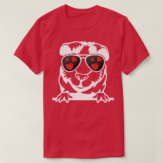 Cavie Heart Sunglasses Cool Guinea Pig Valentine's T-Shirt (Design Front)