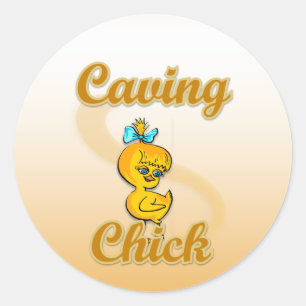 Caving Chick Classic Round Sticker